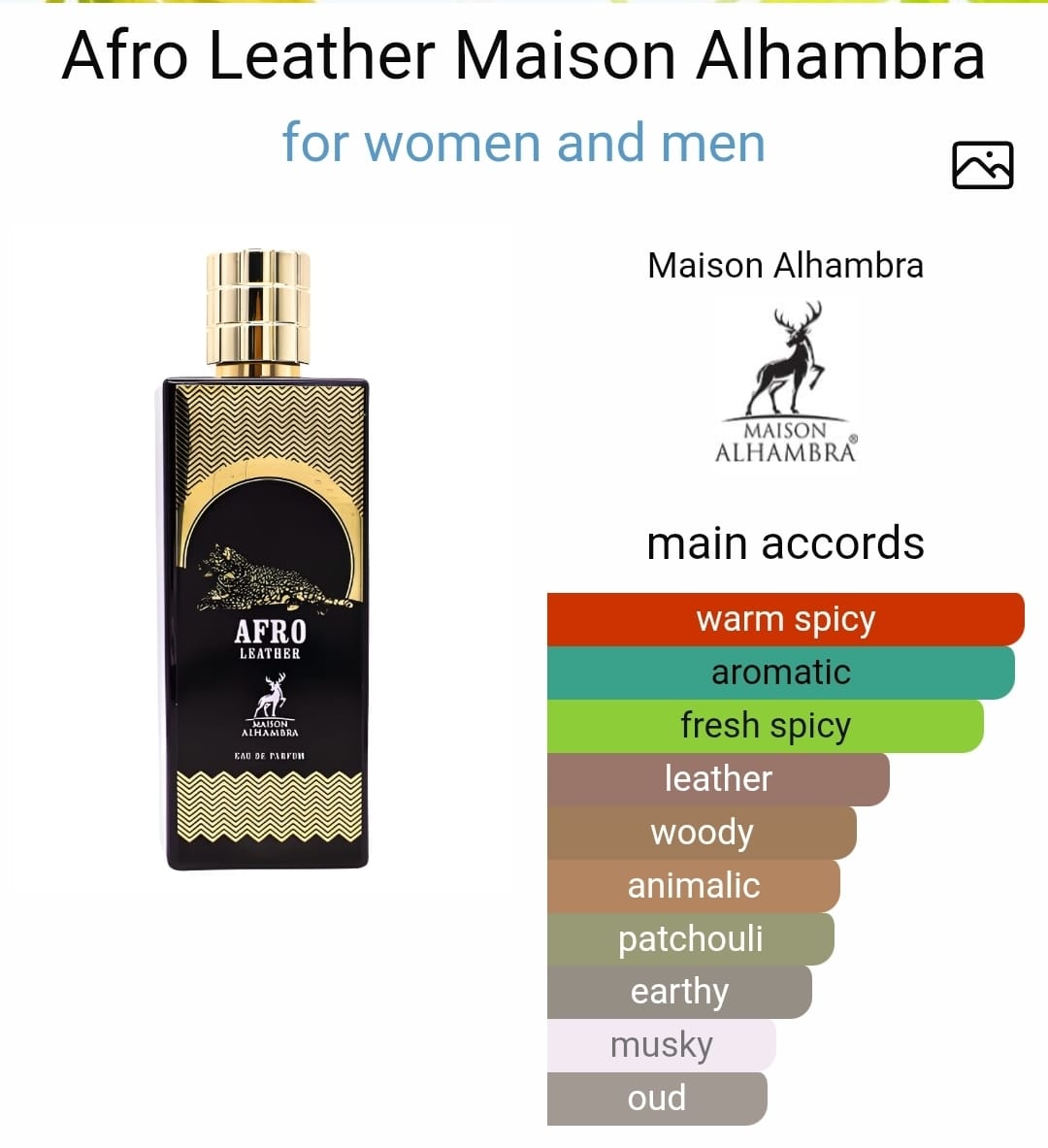 AFRO LEATHER EDP 100ML Maison Alhambra Perfume