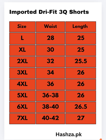 Imported Dri Fit 3Quarter Shorts