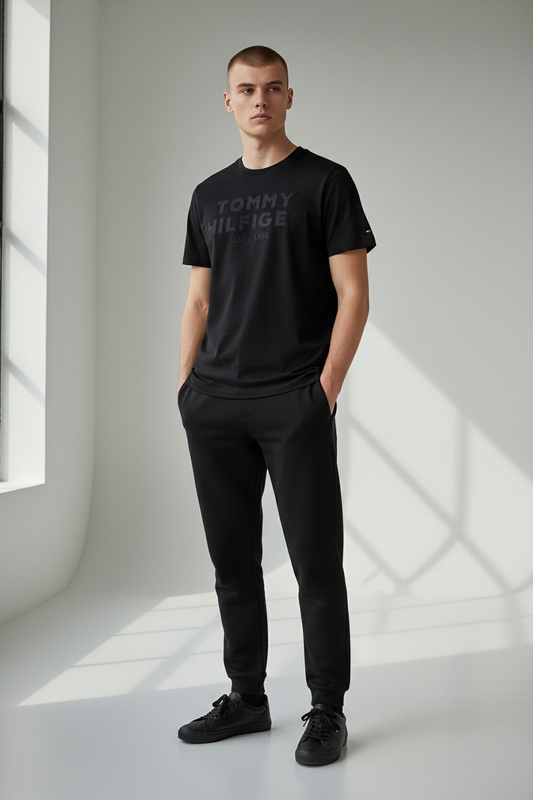 Tommy Hilfiger Embroidered Logo Tee – Premium Imported Cotton