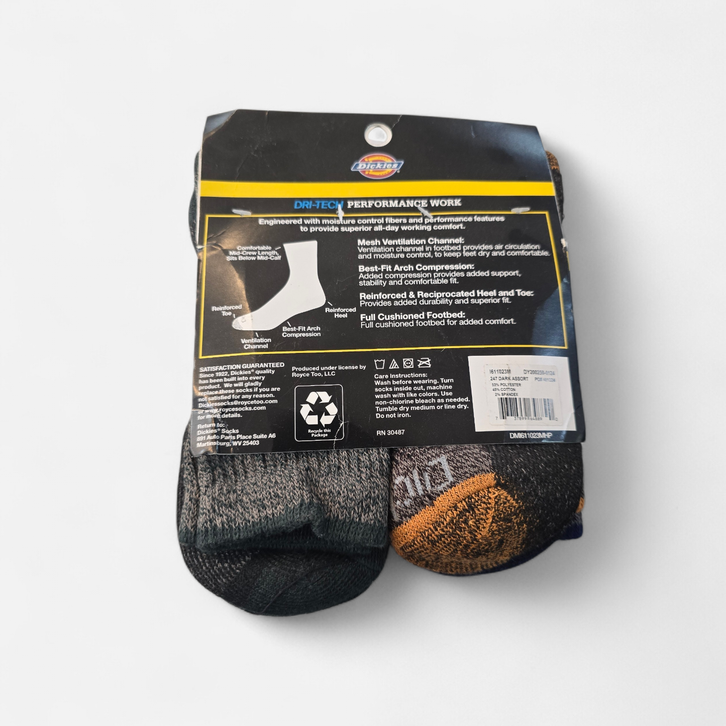 Dri Tech Mid-Crew  Performance Socks