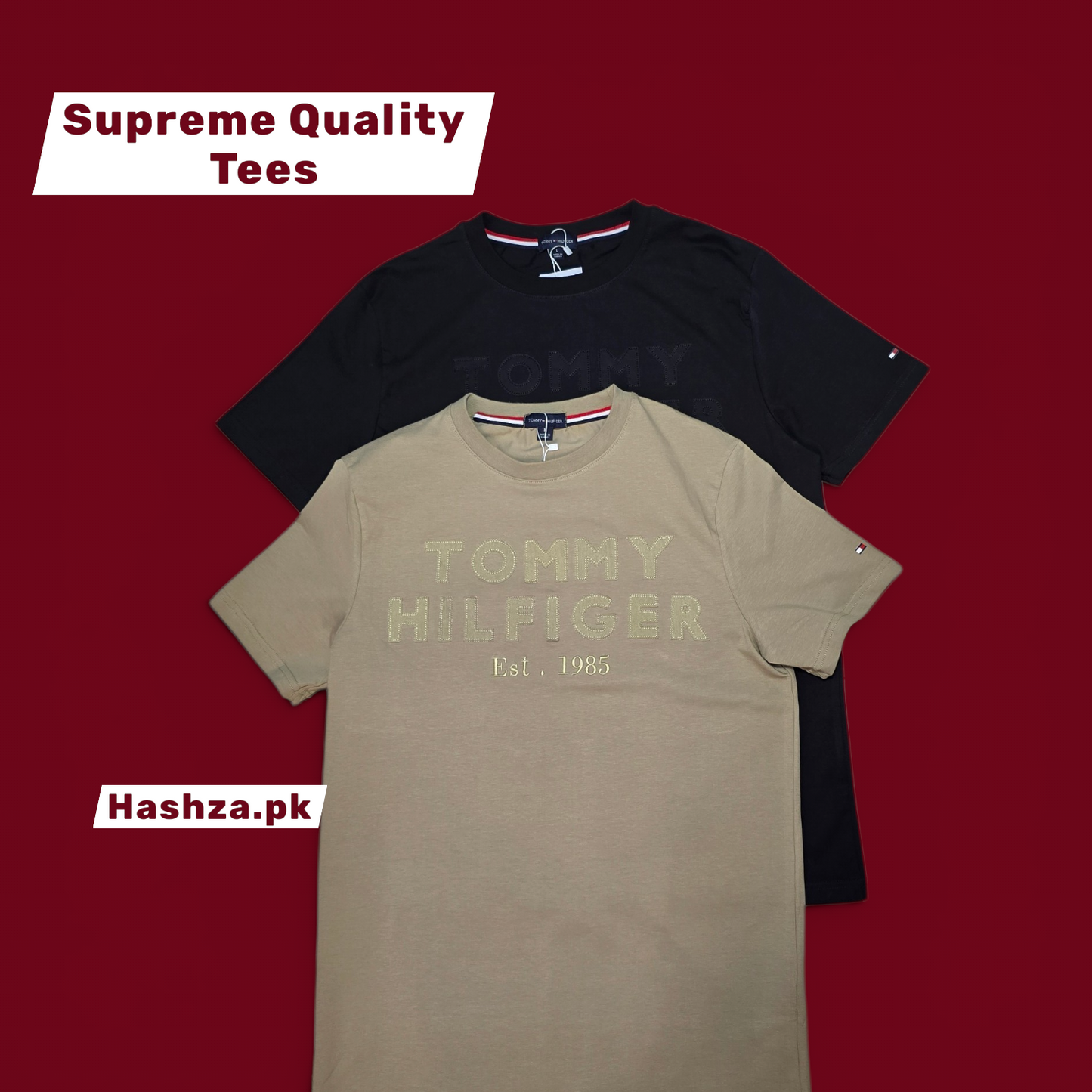 Tommy Hilfiger Embroidered Logo Tee – Premium Imported Cotton