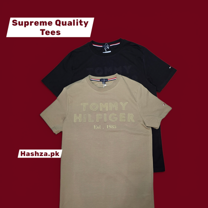 Tommy Hilfiger Embroidered Logo Tee – Premium Imported Cotton